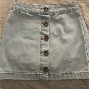 Blue jean button up skirt- tailored to fit a 00